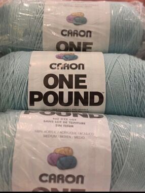 3 SKEINS CARON ONE POUNDEE YARN SOFT SAGE GREEN 16 OUNCES